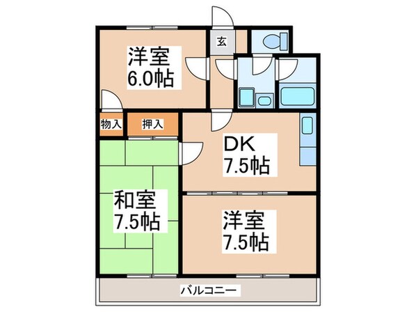 プリベールカデット十日市場の物件間取画像